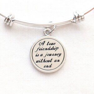 Friendship Slide Charm Bracelet Stackable Inspirational Signed Jewelry Gift 7.5"